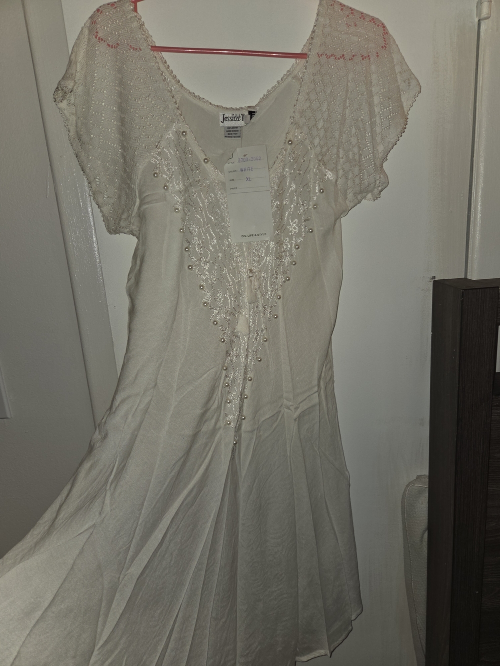 Jessica Taylor Cream Embellished Lace Top